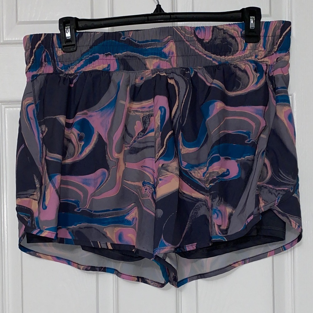 Avia Women's Athletic Shorts - Pink and Blue Swirl